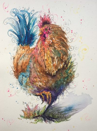 Chunky Chicken Original Watercolour Painting