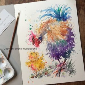 Read more about the article Rooster painting and chic by Artist Sophie