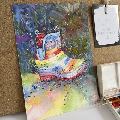 Welly Boot Rainbow Original Painting SMALL