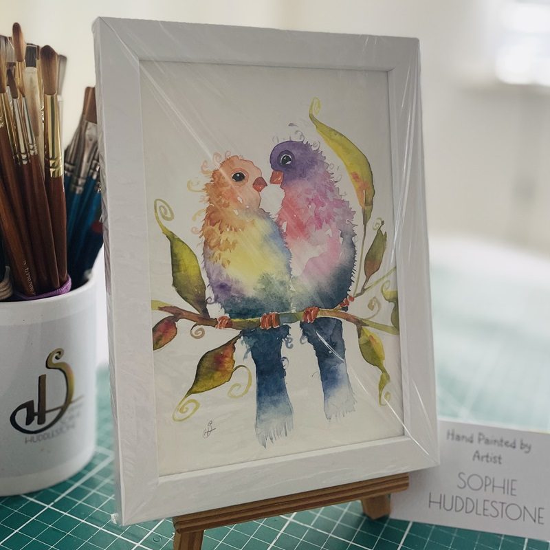 painting of love birds by Sophie Huddlestone